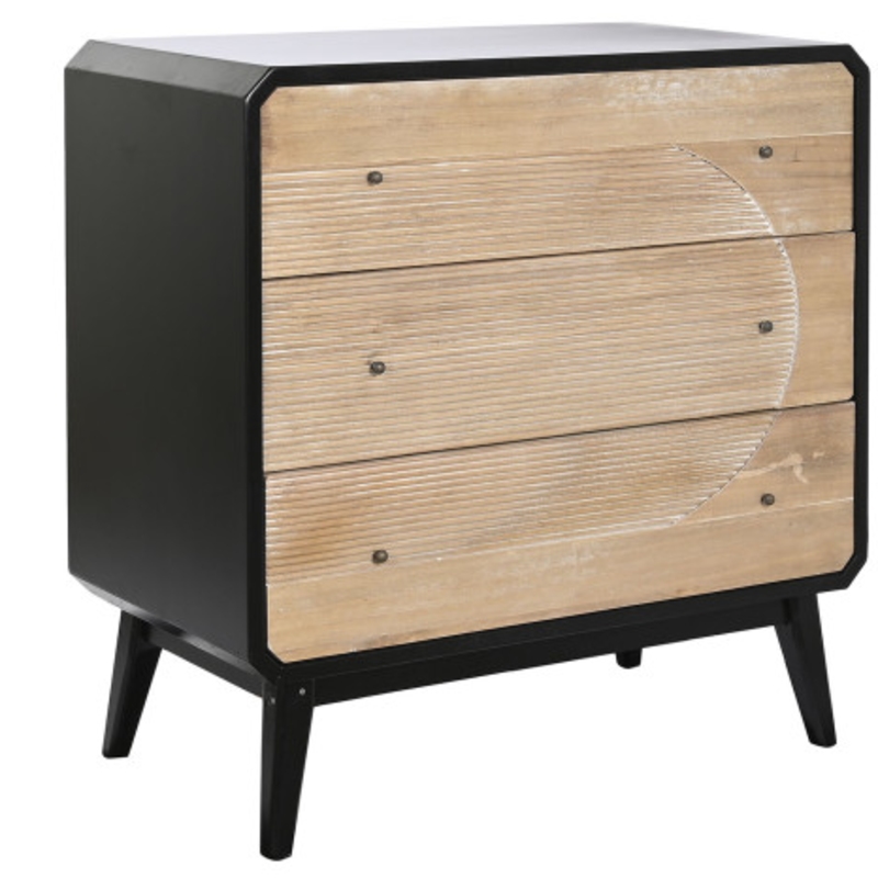 Comoda tres cajones madera negro
