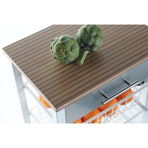 Carrito de cocina Moderno con encimera efecto madera alistonada - Imagen 3